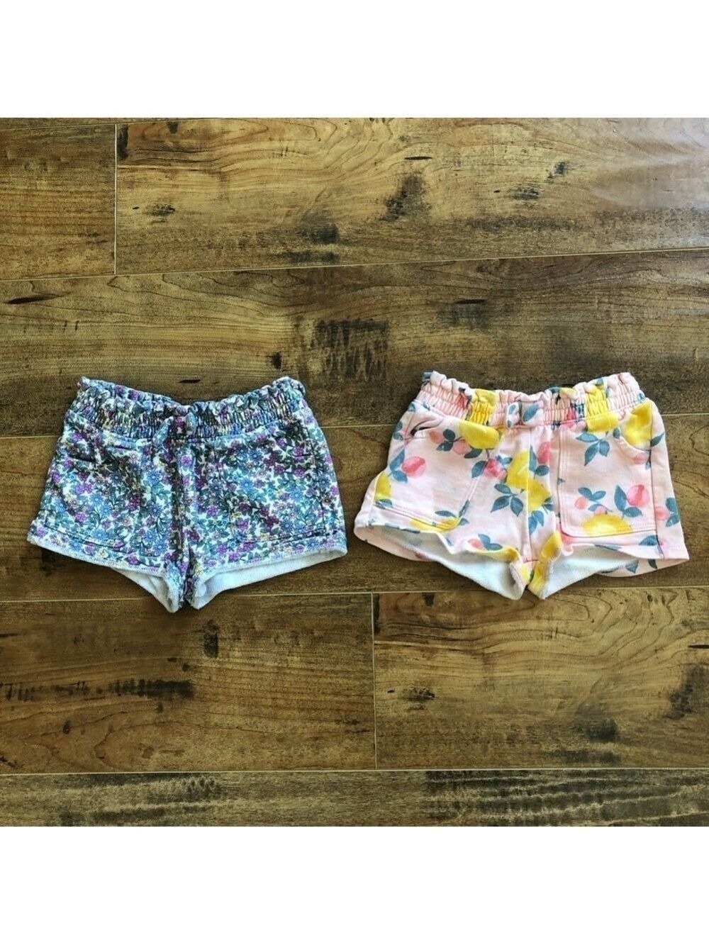 OshKosh B'gosh Baby Girl 2-Piece Floral Lemons Pull-On French Terry Shorts 12M